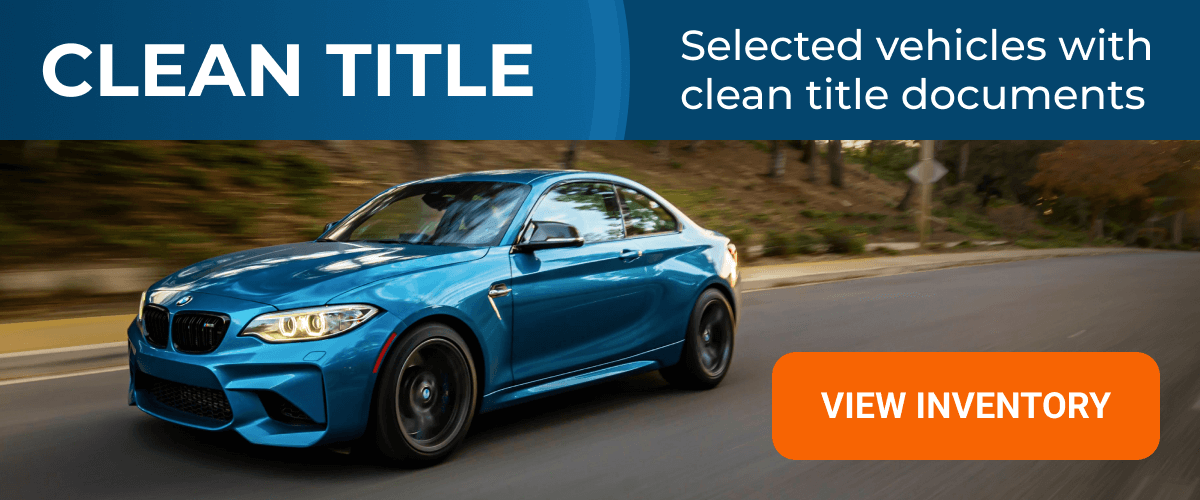 Selected vehicles with clean title documents